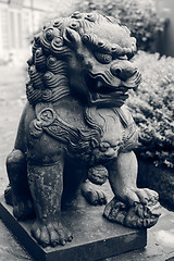 Image showing Bronze lion statue