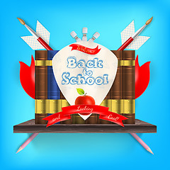 Image showing Coat of arms with school supplies. EPS 10