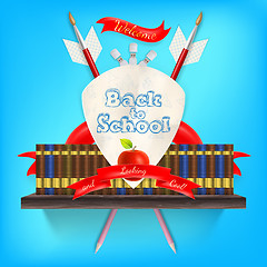 Image showing Coat of arms with school supplies. EPS 10
