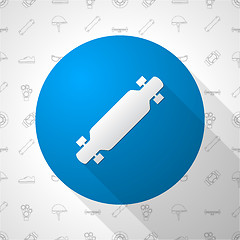 Image showing Flat circle vector icon for longboard