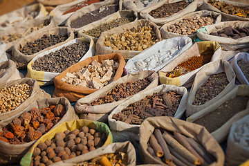 Image showing Spices are sold on the open east market. India, Pushkar