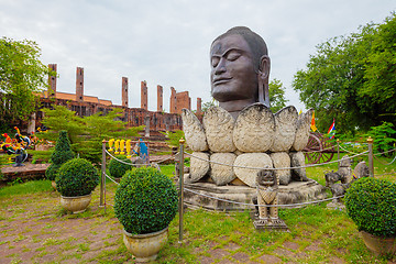 Image showing Buddha in a lotus flower monument. Thailand, Ayutthaya