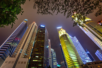 Image showing Tall skyscrapers of the modern city. View from the foot