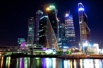 Image showing Moscow-city at night, Russia-01.06.2014