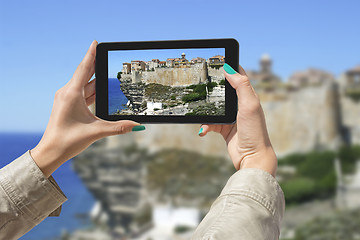 Image showing Photographing Bonifacio with tablet