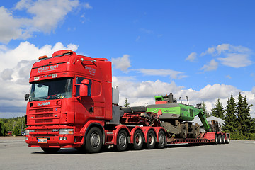 Image showing Scania 164G 480 Truck Hauling Material Handling Machine