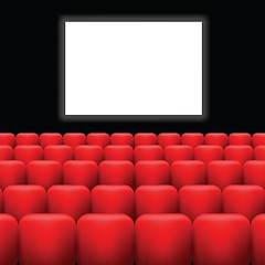 Image showing cinema screen  and red seats