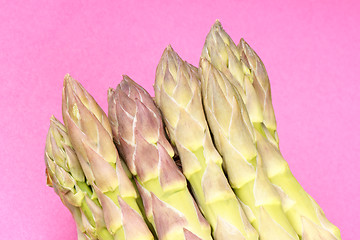 Image showing Raw green asparagus close-up