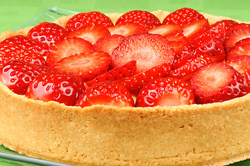 Image showing Strawberry and custard tart close-up