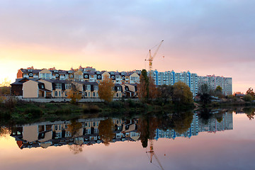 Image showing landscape with river and modern house