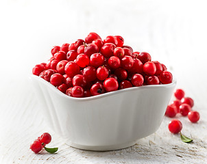 Image showing bowl of fresh cowberries