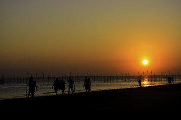 Image showing Fishing Village Sunset