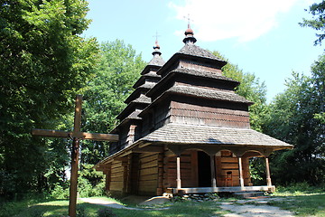 Image showing nice wooden church in village of Western Ukraine