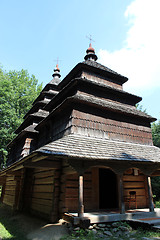 Image showing nice wooden church in village of Western Ukraine