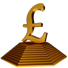 Image showing golden pyramid and gold pound sterlings sign