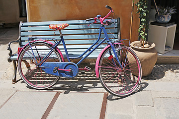 Image showing Old colorful vintage bicycle