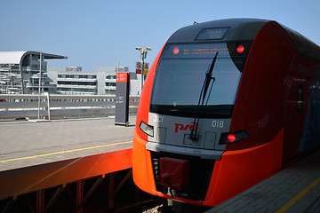 Image showing The train standing at the railway station 