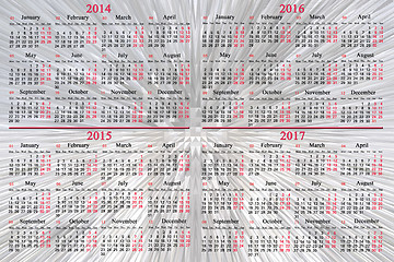 Image showing calendar for 2014 - 2017 years