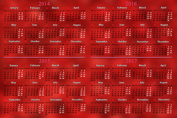 Image showing calendar for 2014 - 2017 years