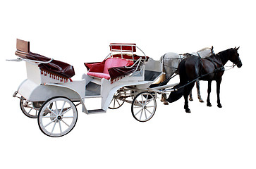 Image showing promenade coach with two harnessed horses isolated