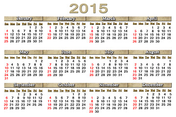 Image showing usual calendar for 2015 year