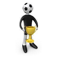 Image showing Football player holding the cup