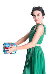 Image showing Attractive woman with gift box