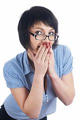 Image showing Attractive girl covering her mouth