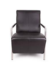 Image showing Black leather lounge chair