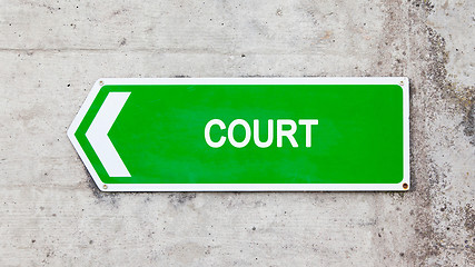 Image showing Green sign - Court