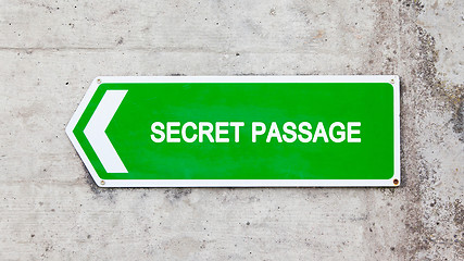 Image showing Green sign - Secret passage