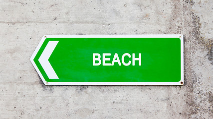 Image showing Green sign - Beach