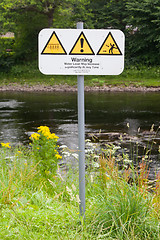 Image showing Set of typical open water swimming warnings