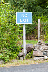 Image showing Blue No Exit sign