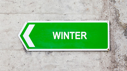 Image showing Green sign - Winter