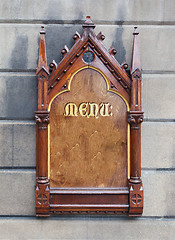 Image showing Decorative wooden sign - Menu