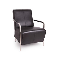 Image showing Black leather lounge chair