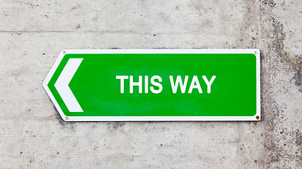 Image showing Green sign - This way