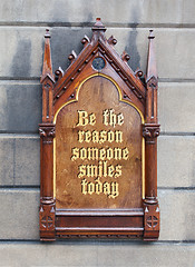 Image showing Decorative wooden sign - Be the reason someone smiles today