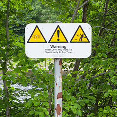 Image showing Set of typical open water swimming warnings