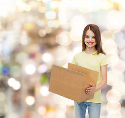 Image showing smiling little girl in white blank t-shirt