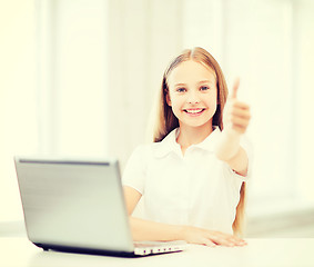 Image showing girl with laptop pc at school