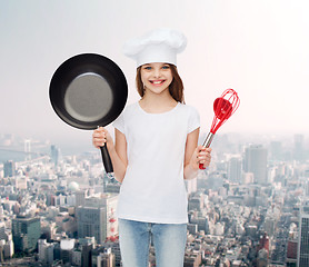 Image showing smiling little girl in white blank t-shirt