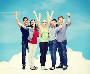 Image showing group of smiling students showing thumbs up