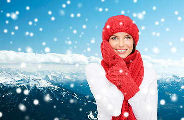 Image showing smiling young woman in winter clothes