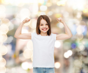 Image showing smiling little girl in white blank t-shirt