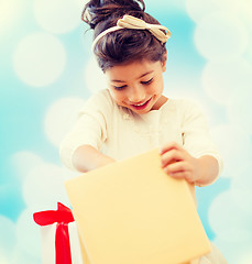 Image showing happy child girl with gift box