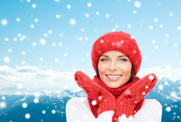 Image showing smiling young woman in winter clothes