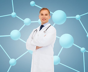 Image showing smiling male doctor with stethoscope