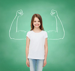 Image showing smiling little girl in white blank t-shirt